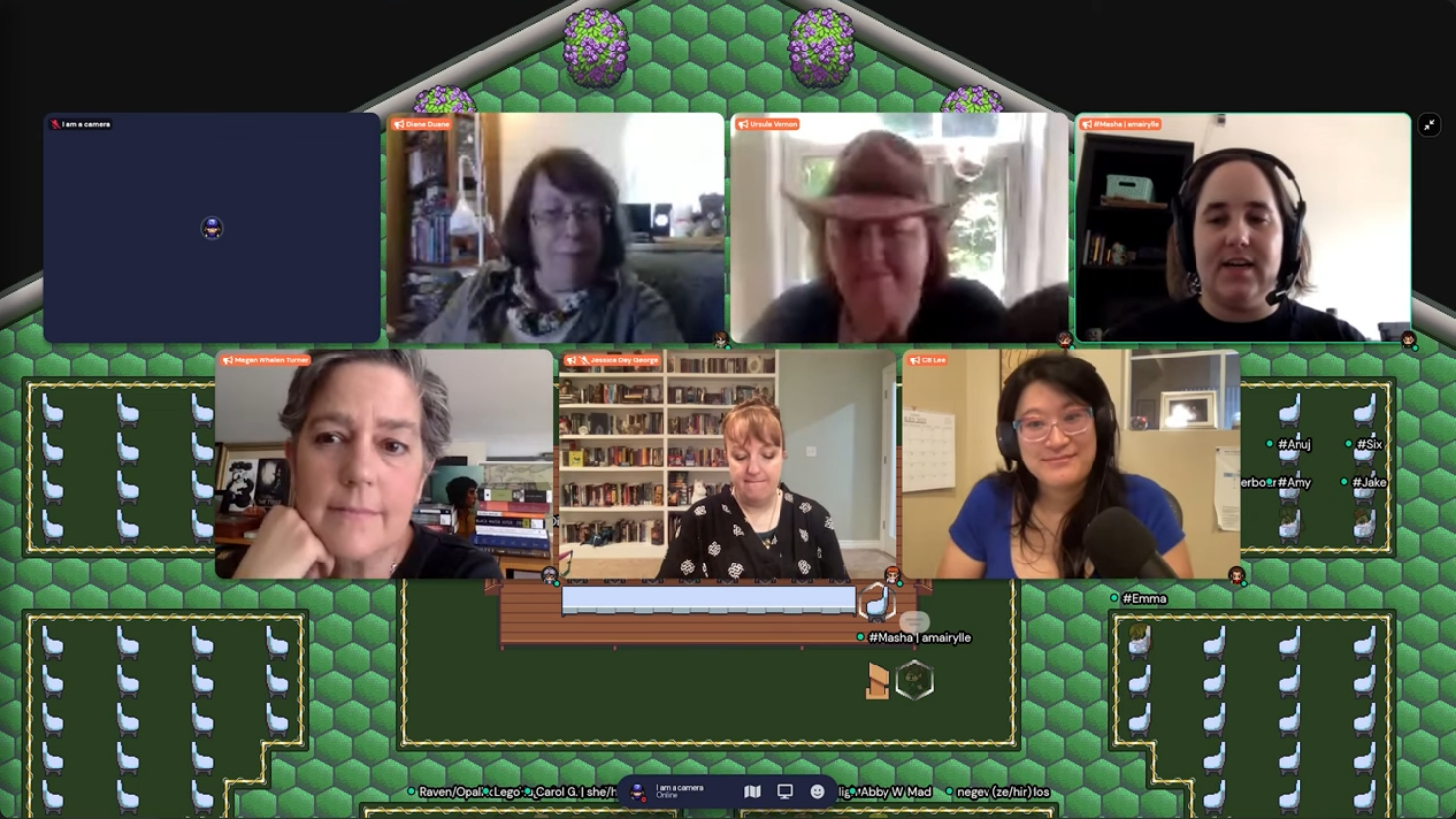 A screenshot of the Guests of Honor and a staffer during the opening ceremonies